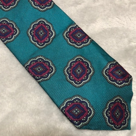 Robert Talbots Aqua Blue Print Tie - Picture 7 of 7